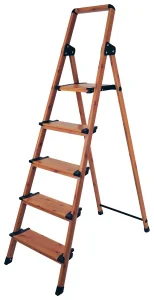 Стремянка ELITECH СТА 5СТ Д (5 ступеней,165см, 4,9кг,нагрузка-150кг,алюминий) цвет под дерево 331399 *1