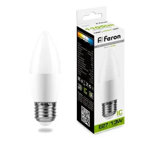 Лампа светодиодная, (13W) 230V E27 4000K С37, LB-970