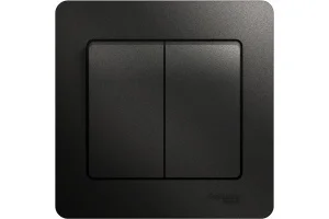 Выключатель 2-кл СП "Glossa" 10А IP20 (сх. 5) 10AX в сборе антрацит SE GSL000752