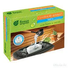 Брикет соляной с травами Мята 1300г для бани и сауны Банные штучки 32402