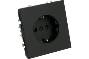 Розетка 1-м "Эмили" с защитной шторкой с/з (механизм) 250В 16А черный уголь soft touch RST16-5110-05