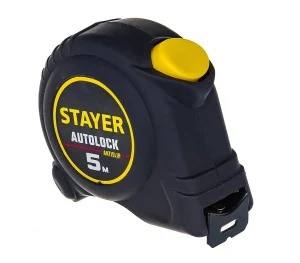 Рулетка 5м/25мм обрезиненный корпус фиксатор Stayer AutoLock автостоп ударопрочный 2-34126-05-25_z02  *1