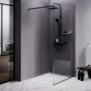 Душевая перегородка Func 100x200, стекло прозр. 8 мм + покрытие, профиль черный W84WI-100-F1-BTE*