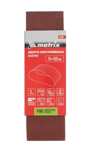 Лента абразивная на тканевой основе бесконечная Р100 75х533мм уп-3шт Matrix 74284 *1/100