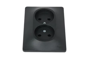 Розетка 2-м СП "Glossa" 16А IP20 без заземл. в сборе антрацит SE GSL000720