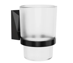 Стакан для зубных щеток настенный Kleber Ice black KLE-ICE044BL стекло