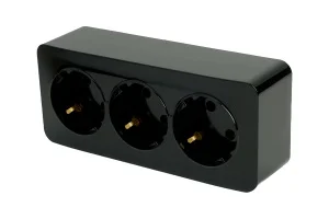 Розетка 3-м "София" ОП с/з 250В 16А IP20 черный MST16-13-02 Stekker *1