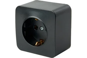 Розетка 1-м "София" ОП с/з 250В 16А IP20 черный матовый MST16-11-05 Stekker *1