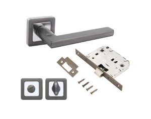 Ручка дверная АЛЛЮР АРТ ВЕНСАН MBN+L7050S MBN+BK-S1 MBN (2640/S7050) с защелкой с фиксатором графит