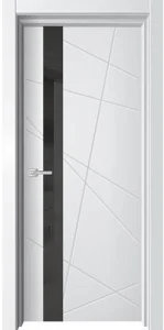 Полотно дверное Торонто-1 Вайт (Лакобель черная) кр.черная  ПГ 600