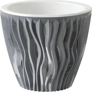 Кашпо д/цветов пласт. "Вдохновение" 3л серебряный КШ-1504 (La Decoro) *1