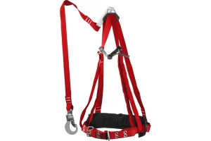 Пояс предохранительный с наплечными и набедренными лямками, строп с ленточным амортизатором, 3 точки