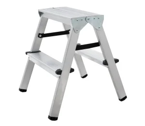 Стремянка 2 ступени алюминиевая двухсторонняя Новая Высота NV 1120 ступень 80мм 1120202 *1