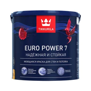 Краска интерьерная Tikkurila Euro Power 7 моющаяся матовая база A 2,7л