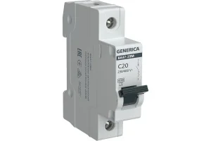 Выключатель авт. мод. 1п С ВА47-29 20А 4.5кА х-ка С GENERICA ИЭК MVA25-1-020-C