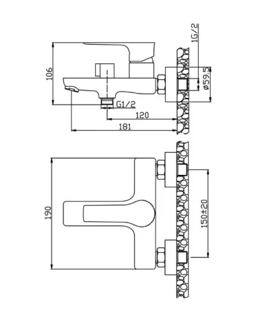 Смеситель для ванны с коротким изливом Avrora Line AV3131