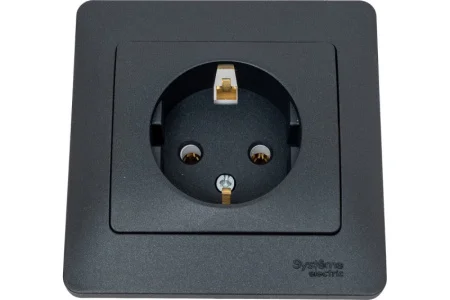 Розетка 1-м СП "Glossa" 1мод. 16А IP20 с заземл. в сборе антрацит SE GSL000742