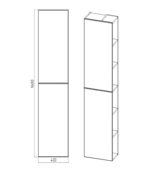 Пенал подвесной VIANT Бостон VBOS400G-PENP правый/левый 400x230x1600мм графит