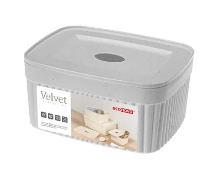 Контейнер Velvet 150х115х70мм 0,9л с крышкой светло-серый Флэк 433238738