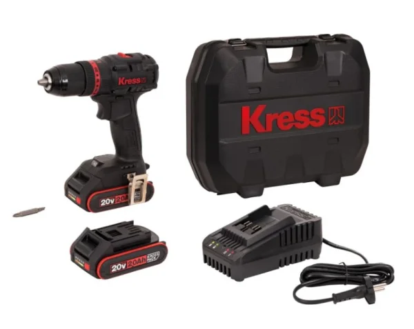 Дрель-шуруповерт аккум. ударная KRESS KUC30.1, 20В, 60Нм, 2Ач x2, ЗУ 2А, кейс