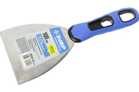 Шпатель фасадный 100 мм двухкомп. ручка облегченная, нерж.сталь, х-образное профилир.полотно Зубр Профессионал 10049-10 *1