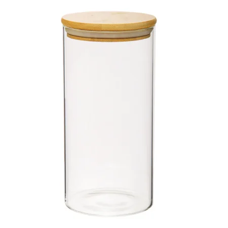 Банка с бамбук.крышкой, Д100 Ш100 В200, 1300 мл, прозрачный Muj-09