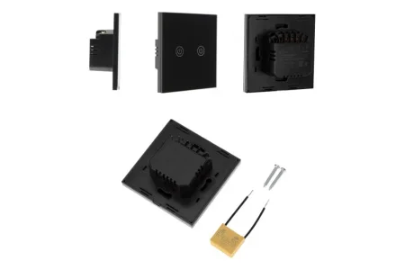 Выключатель двухкнопочный умный Wi-Fi, черный