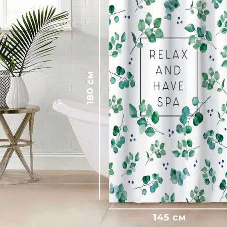 Штора для ванной полиэстер 145х180см Eucalyptus Этель 5494680