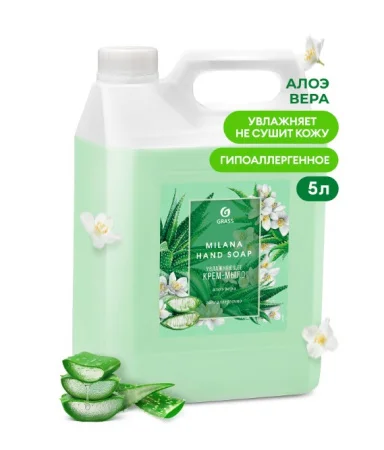 Крем-мыло жидкое увлажняющее 5л "Milana алоэ вера" канистра Grasscl000029 *1/15
