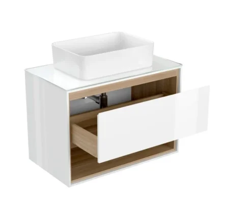 Тумба под раковину подвесная Cersanit Louna 60 SP-SZ-LOU60-BL/Wh со столешницей белый