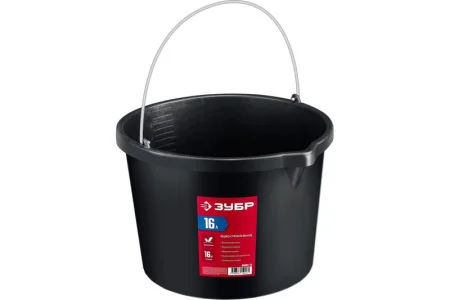 ЗУБР  16 л, ударопрочный пластик, с носиком, строительное ведро (06093-16)