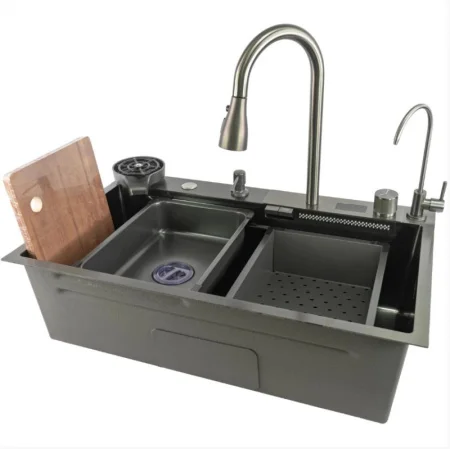 Мойка многофункциональная для кухни Fmark FSC002Q из нержавеющей стали, графит 750x460x220 мм
