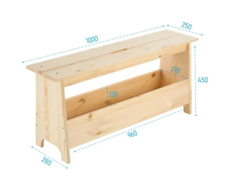Скамья с отделением для хранения 100х25х45см