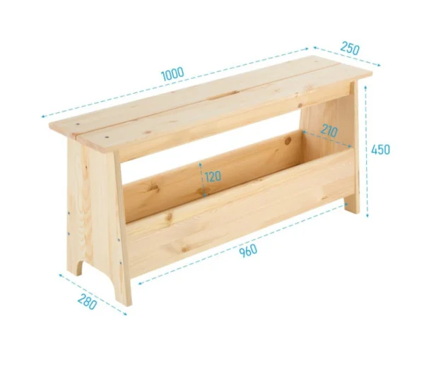 Скамья с отделением для хранения 100х25х45см