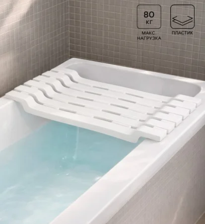 Полка-сиденье на ванну 30х68х7см платик Idea 4421599 белый