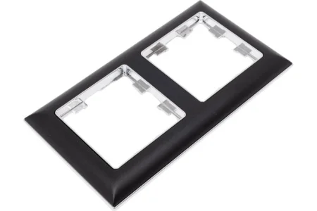 Рамка 2-м "Brite" РУ-2-Бр хром/черный IEK BR-M22-12-2-K23