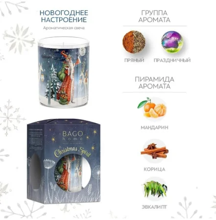 Свеча ароматическая Новогоднее настроение в стекле 132г BFS0201 BAGO home *1