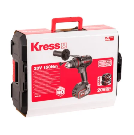 Дрель-шуруповерт аккум. ударная KRESS KUC35, 20В, 150Нм, 4Ач х2, ЗУ 6А, кейс