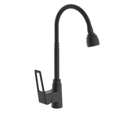 Смеситель для кухни одноручный с гибким изливом Антей Турмалин 433535 черный матовый