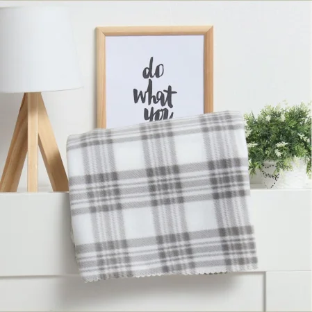 Плед Экономь и Я "Клетка" цв.черно-белый, 150*180 см, пл.160 г/м2, 100% п/э, флис 9849869