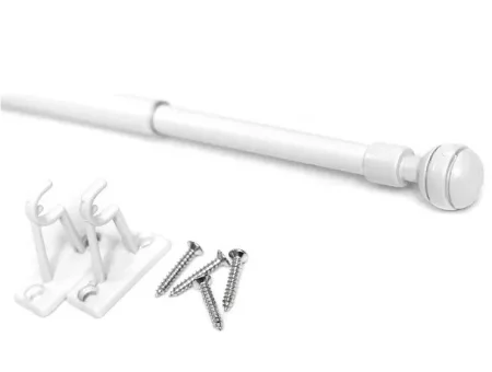 Карниз Кафе KF103 80-120см шар рифленый, белый глянец *1