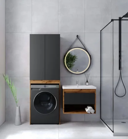 Тумба подвесная Бостон Como 70 425х655х500мм с раковиной COMO 70 Viant VBOS70COG-T1YP графит