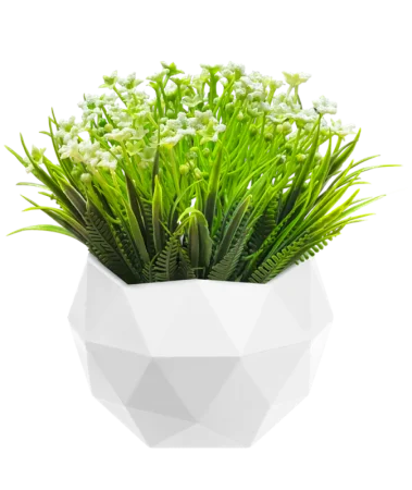 Кашпо д/цветов пласт. "Топаз" 0,45л белый с белыми цветами КШ-0032 (La Decoro) *1