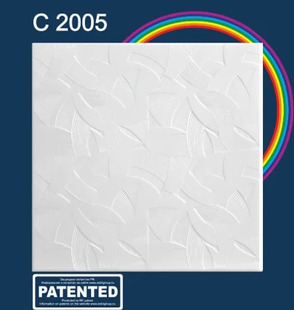 Плита потолочная экструдированная белая серия Декор С 2005 1уп=2м2