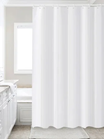 Штора для ванной Жаккард полиэстер 180х200см 12 колец с утяжелителем белая Zenfort 104235