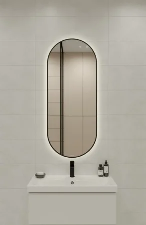 Зеркало с подсветкой Cersanit ECLIPSE smart 50х122см овальное черная рамка 64151