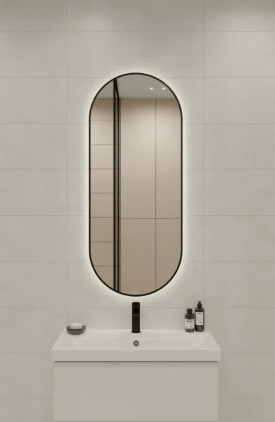 Зеркало с подсветкой Cersanit ECLIPSE smart 50х122см овальное черная рамка 64151