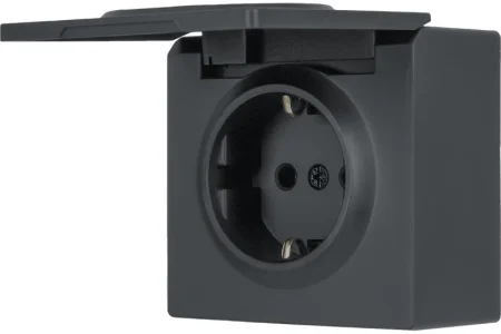 Розетка 1-м LETO с заземл. с крышкой ПБТ графит Lezard 752-3400-123B
