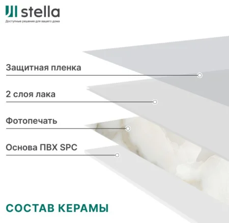 Панель SPC глянец Stella Kerama Мрамор браунтейн 560х280х2,5мм