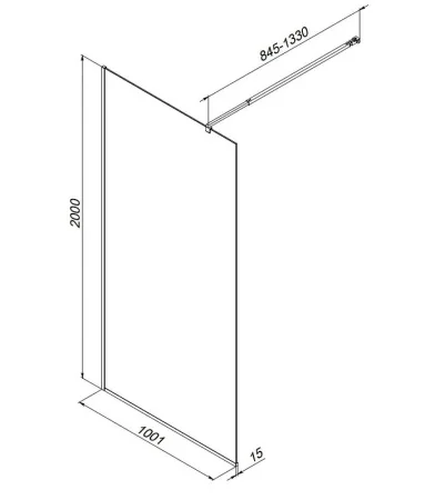 Душевая перегородка AM.PM Func W84WI-100-F1-MTE 100x200, стекло прозр. 8 мм + покрытие, профиль мат хром